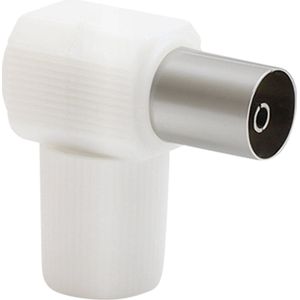 Force Case, Coaxiale TV Stekker 9,52mm Haaks Vrouwelijk Storingvrij, Wit