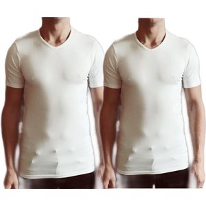 Dice mannen T-shirts met hoge V-hals wit/zwart maat XXL
