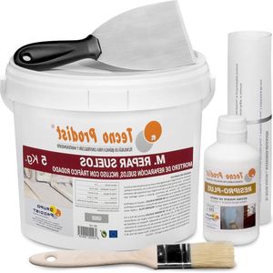 M-REPAIR FLOORS Beton- of cementvloerreparatiemortel (5 Kg + Kit) - zelfs berijdbaar voor voertuigen in 2 uur - Accessoires en instructies