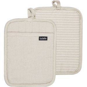 Pannenlappen, Set van 2, Katoen, Polyester, Siliconen, Grijs, 19 x 24.5 cm - Ladelle | Lennox