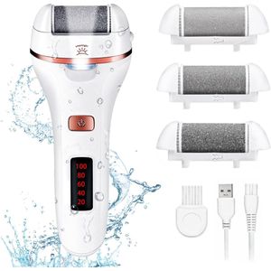 Oplaadbare Elektrische Voetvijl voor Eeltverwijdering - Waterdichte Pedicure Set met 3 Roller Hoofden