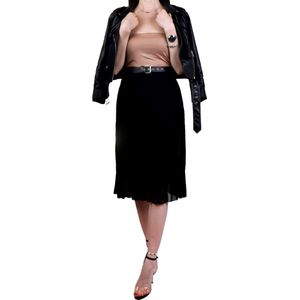 John Zack - Zwarte, geplooide midirok / S