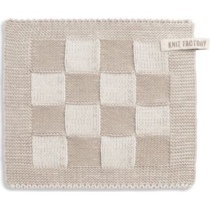 Knit Factory - Gebreide Pannenlap Block - Ecru/Linnen - Bruin - 1 stuk