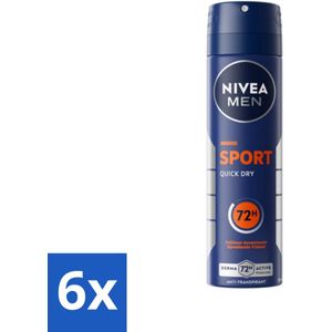 Nivea - Men - Sport - Anti-Transpirant - Deodorant Spray - 150 ml - Voordeelverpakking - 6 stuks