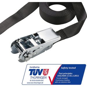 3108EURDAT Gecertificeerde Spanband met ratel, Zwart, 5 m x 25 mm Spanband