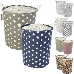LessMo Wasmand met trekkoord, opbergsorteerder, opvouwbare pop-up wasmanden, waterdicht rond katoenlinnen, [2 stuks, verdikt 19,7""/groot]
