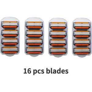 16-delige 6-Laags Scheermesjes Navullingen – Veiligheidsscheermes Blades voor Mannen – Roestvrij Staal – Compatibel met Fusion 5, ProGlide, SkinGuard en ProShield