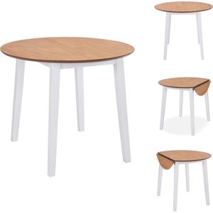 vidaXL Eetkamertafel - Eetkamertafels - Eetkamer Tafel - Eetkamer Tafels - Eettafel inklapbaar rond MDF wit