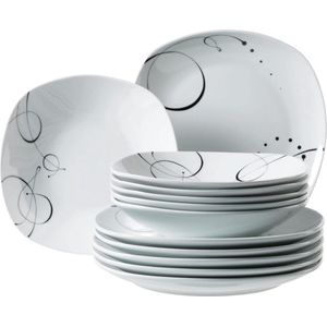 Platte en diepe borden van 25 cm en 21.5 cm - Porseleinen servies set borden set