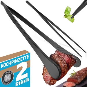 Kookpincet set - 2 stuks roestvrijstalen kookpincetten voor veelzijdig gebruik