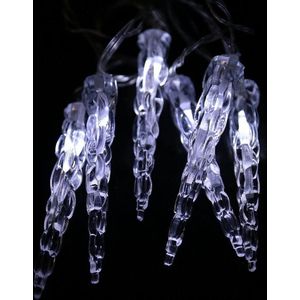Meisterhome 8 ijspegels led - lichtsnoer lichtketting wit Decoratie - warm en sfeervol voor het hele jaar op batterij  voor binnen