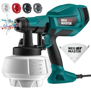 Professioneel Verfpistool – Vier Spuitmonden – Verfspuiten Electrisch – Accu Versfspuit – Lichtgewicht – 1200ML Capaciteit – 500W – Groen