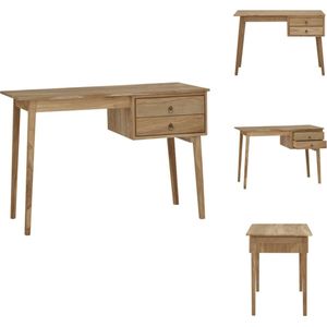 vidaXL Bureau - Bureaus - Computertafel - Studeertafel - Bureau met 2 lades 110x52x75 cm massief teakhout