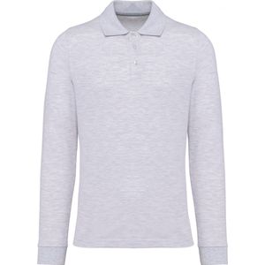 Polo Heren S Kariban Kraag met knopen Lange mouw Ash Heather 100% Katoen