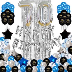 FeestmetJoep® 70 jaar verjaardag versiering & ballonnen - Blauw & Zilver
