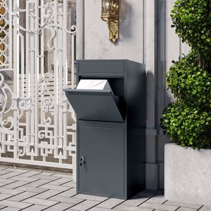 Veehaus - Tikelia - Pakketbrievenbus - Antraciet - XXL - Metaal - 103x41x38 cm