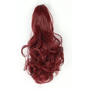 Brazilian Ponytail Bordeaux Rood - #99J - 40cm - Paardenstaart - Haarverlenging - Extensions - Wavy - 99J# - Haarstuk - 16'' - 16 inch - Bordeaux Rood Paars