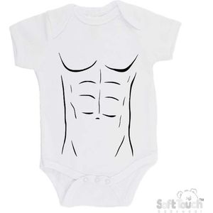 100% katoenen Romper ""Sixpack"" Six Pack Stoer Jongens Katoen Wit/zwart 68/74