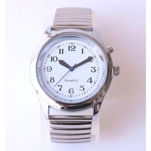 Nederlands sprekend analoog horloge - zilver- rekband - duidelijk display