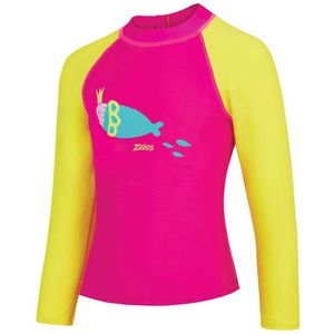Zoggs - Super Star Sun Top - Geel/Roze - Longsleeve - 5 Jaar - UPF 50+ Zonbescherming