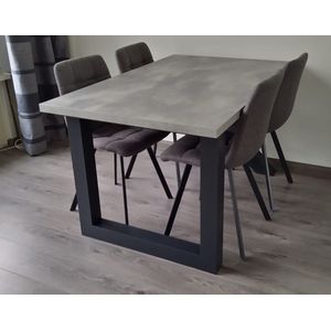 Eettafel Milaan - Upoten - Upoot - Betonlook / Zwart Onderstel - 90 x 140 cm