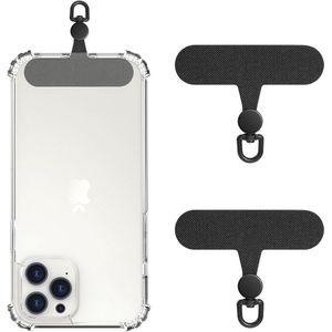 2 Pack Rotatable 360° Phone Lanyard Patch Polyester Strap Replacement Part with Metal Frosted Ring Universal Tabs for Most Full Coverage Phone Cases Black