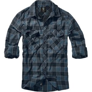Brandit Checkshirt Heren Longsleeve - blauw/grijs/zwart - S
