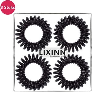 Spiraal haarelastiekjes - 8 stuks - Ø 4 cm - Telefoonkabel haarelastiek - Trendy kleuren - Zwart - Gekleurde haarelastiek - Haaraccessoires - Meisjes - Dames - Cadeau