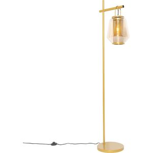 QAZQA kevin - Art Deco Vloerlamp | Staande Lamp - 1 lichts - H 154 cm - Goud/messing - Woonkamer | Slaapkamer | Keuken