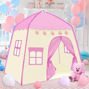 Speeltent - Speeltent voor Kinderen Meisjes Prinses Tent Binnen en Buiten Peuter Tent Kinderen Prinses & Prins Kasteel Speelhuis Fee Cadeau Tent Voor Meisjes en Jongens Oxford Stof Roze