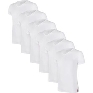 Undiemeister T Shirt Heren - Slim Fit T-shirt - 6-Pack - Chalk White (Wit) - Mellowood Tencel - Ademend en Temperatuurregulatie - Korte mouwen - V-Hals - Maat M