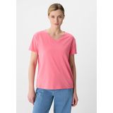 comma - T-Shirt - V-hals - Katoenmix - Relaxed Fit