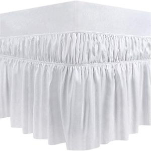Geplooide bedrok met ruches elastische stof wrap around steil effen bedrok - Queen maat - Wit 150x200x40cm Corner Bed Skirt