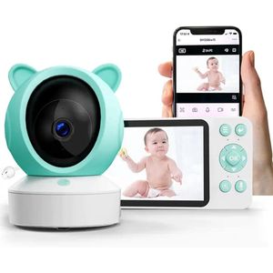 Smart Babyfoon met Camera – 5” IPS Scherm – 1080P Full HD – Nachtzicht – Temperatuurdetectie – Tweeweg Intercom – Tuya App – Bewegingsdetectie – 3000mAh