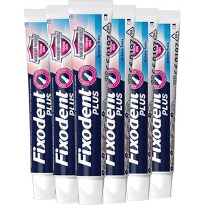 Fixodent Plus Kleefpasta voor Kunstgebit – Fris met Voedselschild - 6 x 40 ml