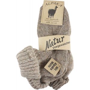 2 paar alpaca sokken - warme wintersokken - thermosokken - huissokken - unisex - maat 35-38 - bruin - medium