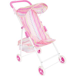 Poppenwagen-Buggy - Roze - lichtgewicht - Houten speelgoed vanaf 3 jaar