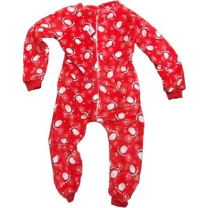 Kerst onesie / Pyjama / Pyjamapak - Rood / Wit - Polyester - Maat 104 / Maat 105 - kerstonesie - kersttip - cadeautip