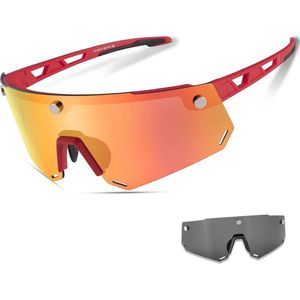 ROCKBROS Fietsbril Dames Heren gepolariseerde Zonnebril UV400 Bescherming Sportbril met 2 verwisselbare Lenzen TR90 Frame voor Buitensporten Fietsen Hardlopen Magnetische Bril