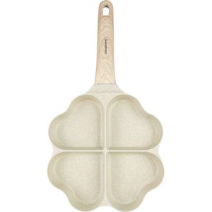 Klausberg 7819 - pan met 4 hartvormige vakken voor Eieren - burgers - pannenkoeken - Creme - Anti-aanbakpan