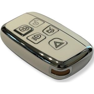Sleutelcover voor Land Rover, Range Rover, Jaguar, Sleutelhoesje, Key Case for Land Rover, Range Rover, Jaguar, Autosleutel Hoesje Geschikt Voor Land Rover, Range Rover, Jaguar, Wit - Zilver