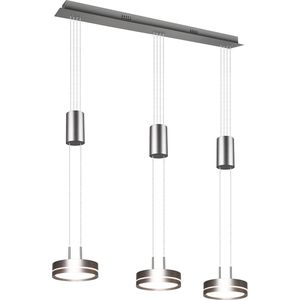 LED Hanglamp - Hangverlichting - Trion Franco - 21.6W - 3-lichts - Warm Wit 3000K - Dimbaar - Rond - Mat Nikkel - Aluminium