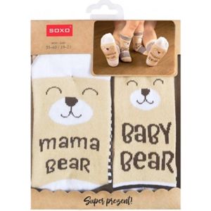 Cadeauset - Sokken - Kraamcadeau - Verjaardagcadeau - Geschenkset - Mama Kind - Bear - Maat 35-40 (baby 19-21)