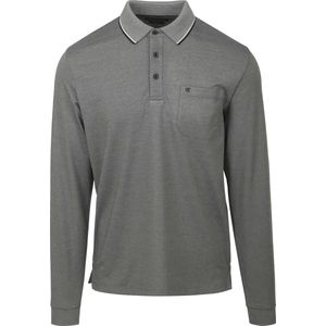 Casa Moda - Long Sleeve Polo Grijs - Regular-fit - Heren Poloshirt Maat M
