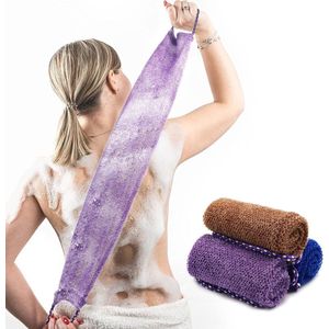 PULUZ 3 stuks Afrikaanse netspons met handvatten Lange Afrikaanse exfoliërende netwashand Badspons Netdoek Wasnet Lichaamsrugreiniger voor douche Loofah Multi-kleur