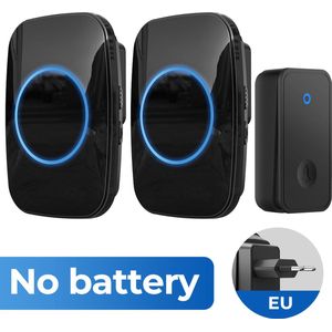 『Geen batterij nodig』Draadloze deurbel met 2 ontvangen - Draadloos deurbel - Deurbel draadloos - Zonder batterijen - Slim Deurbel - Draadloos -Deurbelset - Waterdicht IP44- Zwart- 60 melodieen - ALL4BETTER