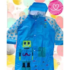 Kinderregenjas met rugtas vak- blauw
