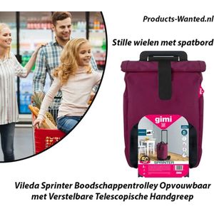 Vileda Sprinter Boodschappentrolley Opvouwbaar met Verstelbare Telescopische Handgreep