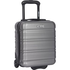 Handbagage Koffer 40x30x20 cm - Underseater - Reiskoffer met Wielen - Trolley Handbagage - Zilver - Leonardo