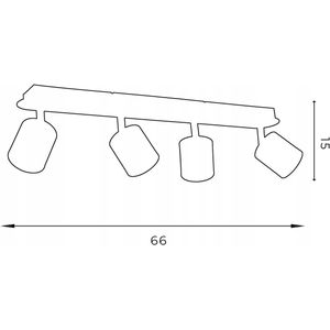 Luminex - Demia - Plafondspot - Zwart/Messingkleurig - 66 cm - Dimbaar - GU10